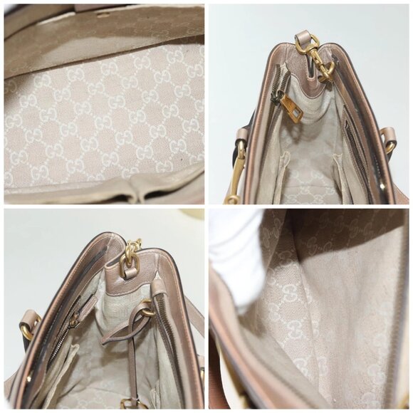 GUCCI Horsebit Hand Bag Leather 2way Gold Pink gold 319795 Auth 133420 - Picture 16 of 16